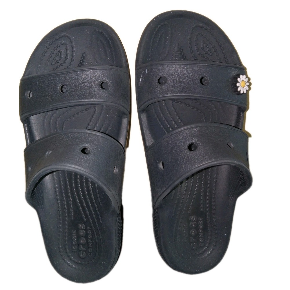 ICONIC CROCS COMFORT Black Sandals Clogs Women's Sz 6 W6 M4 - Picture 2 of 5